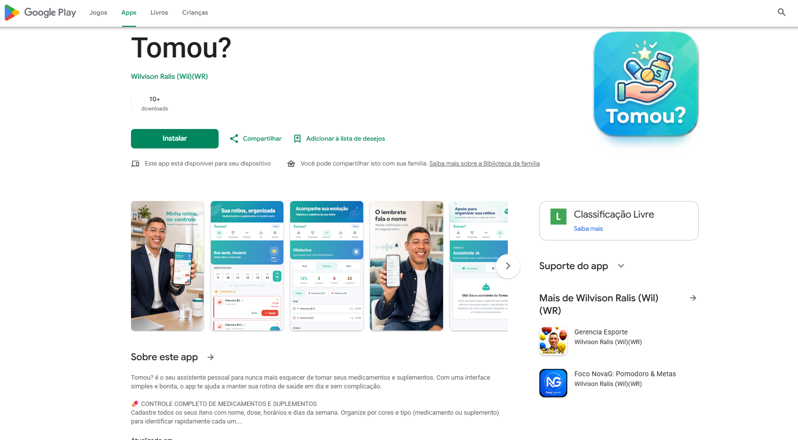 Tomou? - aplicativo mobile