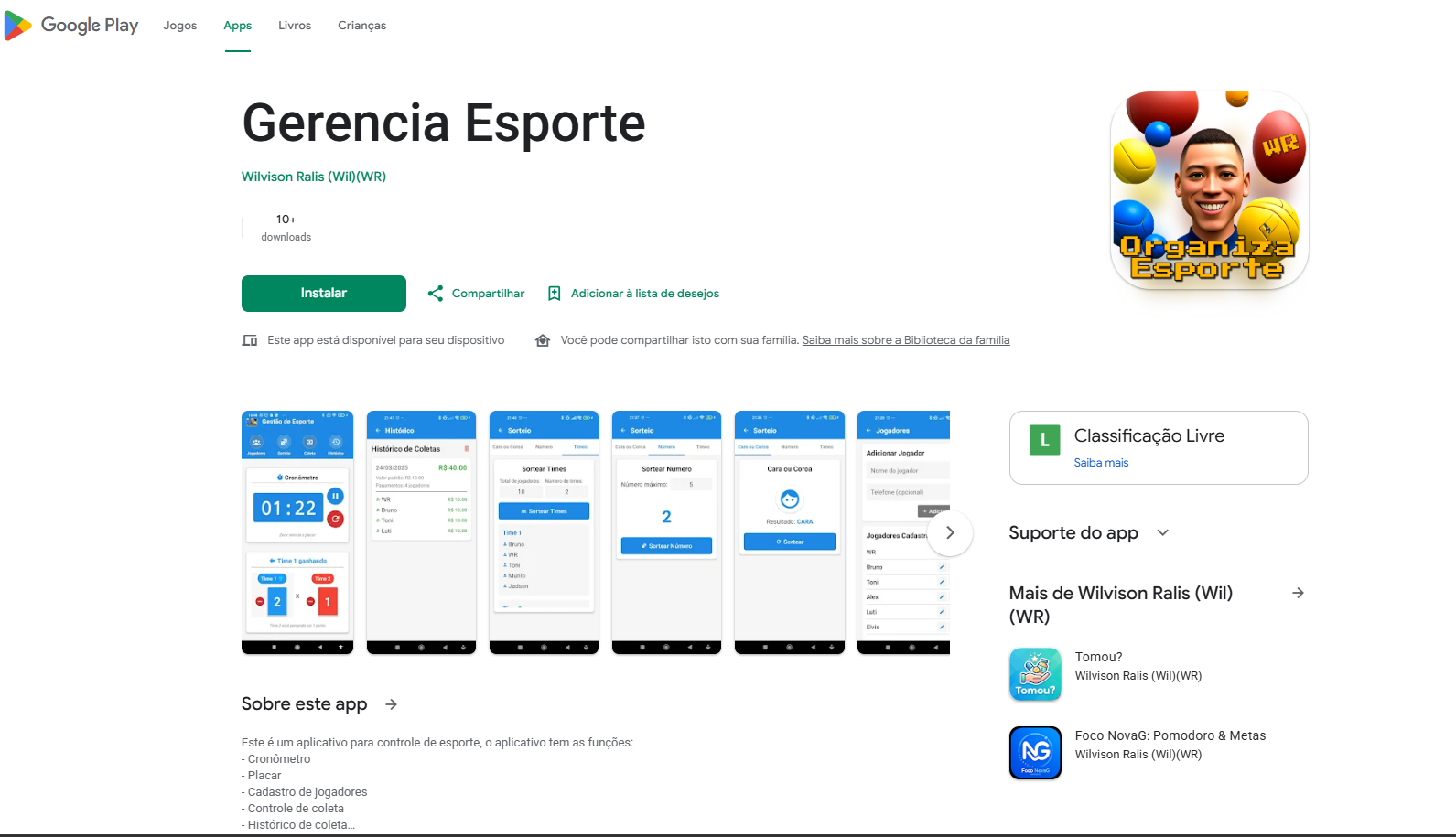 Gerência Esporte - aplicativo mobile